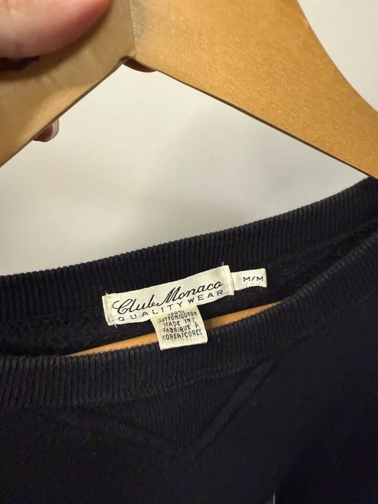 1980’s Club Monaco Men's Black Logo Crewneck Sweatshirt Cursive Tag - Picture 3 of 5